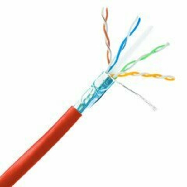 Swe-Tech 3C Plenum Shielded Cat6a Red Copper Ethernet Cable, 10 Gigabit Solid, CMP, 500Mhz, 23 AWG, 1000ft FWT14X6-571NH